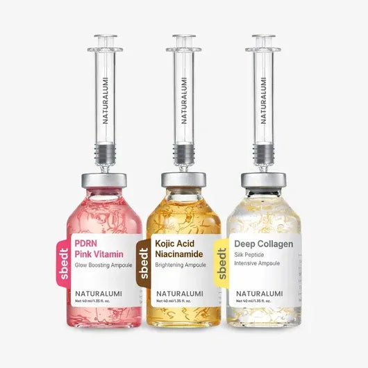 Kit LumiGlow con las ampollas PDRN Pink Vitamin, Kojic Acid + Niacinamide y Deep Collagen